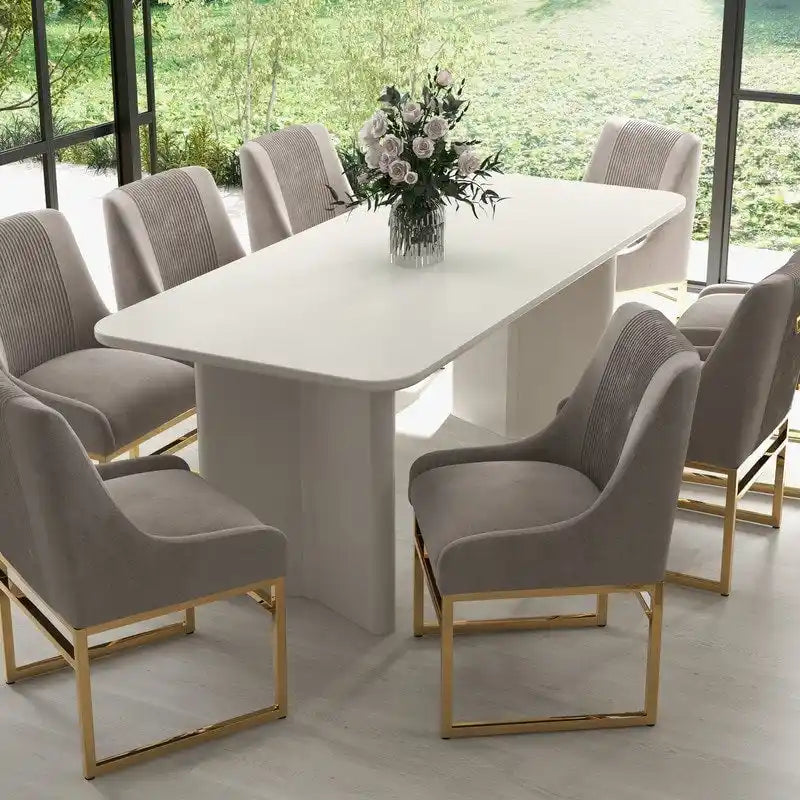 Chaise de salle à manger SEYNAR Contempoary en velours avec pieds en métal, lot de 8