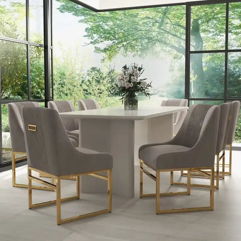 Chaise de salle à manger SEYNAR Contempoary en velours avec pieds en métal, lot de 8