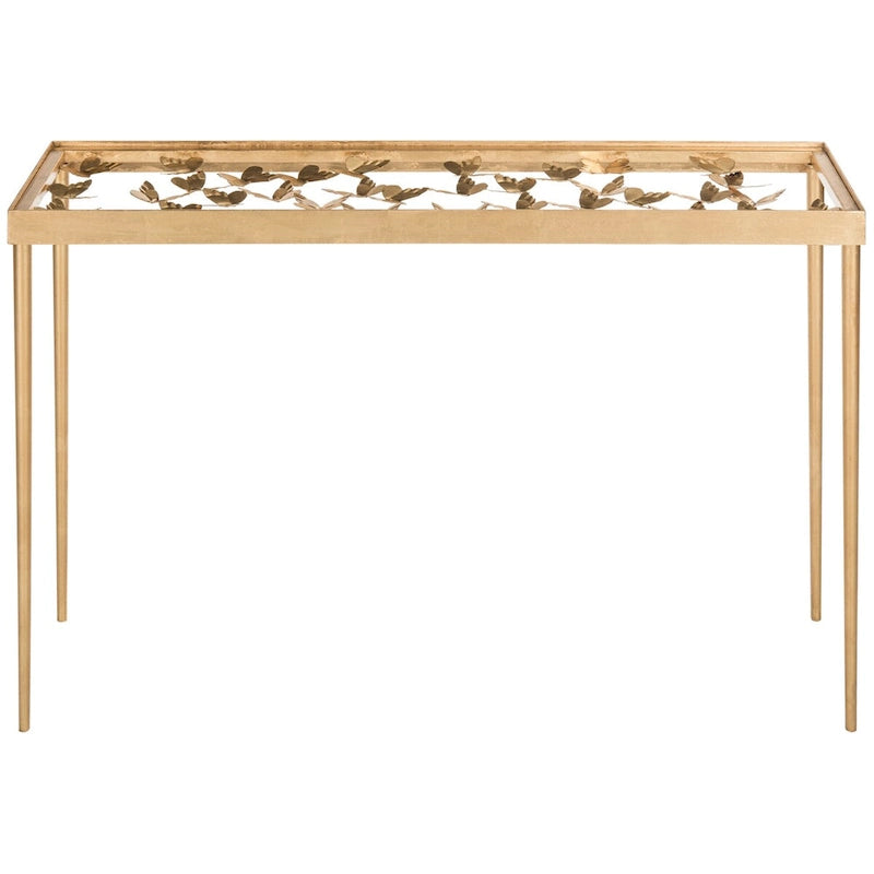 SAFAVIEH Nannette Table Console Papillon Finition Feuille d'Or Vieillie - 42Wx12Dx30H