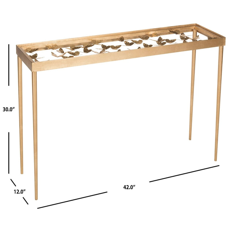 SAFAVIEH Nannette Table Console Papillon Finition Feuille d'Or Vieillie - 42Wx12Dx30H