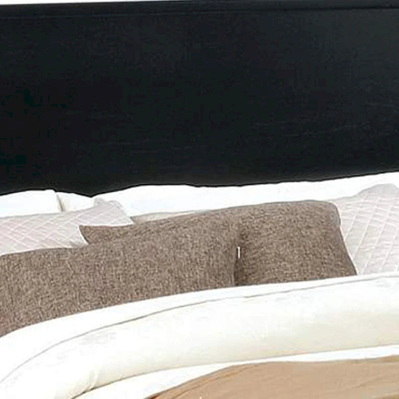 Lit King Size Californie en bois avec tête de lit à panneaux, noir