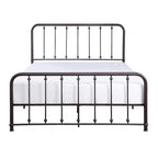 Lit métallique Ken King Size, accents boule sur lattes verticales, bronze antique