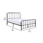 Lit métallique Ken King Size, accents boule sur lattes verticales, bronze antique