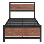 Lit plateforme double Roomfitters, cadre de lit en métal et bois avec tête et pied de lit