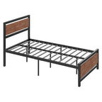 Lit plateforme double Roomfitters, cadre de lit en métal et bois avec tête et pied de lit