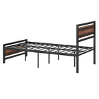 Lit plateforme double Roomfitters, cadre de lit en métal et bois avec tête et pied de lit