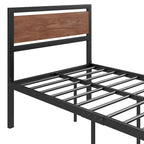 Lit plateforme double Roomfitters, cadre de lit en métal et bois avec tête et pied de lit