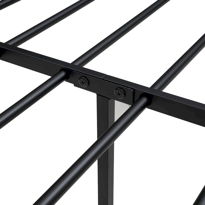 Lit plateforme double Roomfitters, cadre de lit en métal et bois avec tête et pied de lit