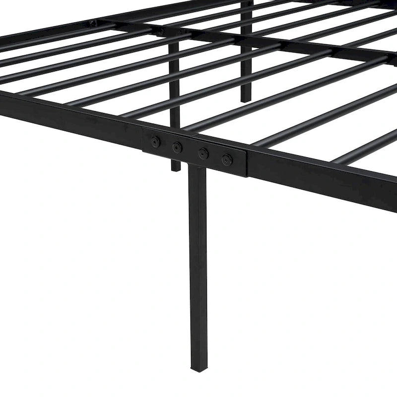 Lit plateforme double Roomfitters, cadre de lit en métal et bois avec tête et pied de lit