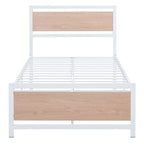 Lit plateforme double Roomfitters, cadre de lit en métal et bois avec tête et pied de lit
