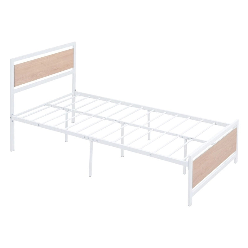 Lit plateforme double Roomfitters, cadre de lit en métal et bois avec tête et pied de lit