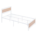 Lit plateforme double Roomfitters, cadre de lit en métal et bois avec tête et pied de lit