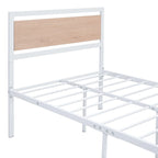 Lit plateforme double Roomfitters, cadre de lit en métal et bois avec tête et pied de lit