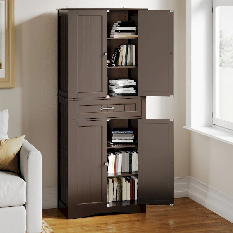 Meuble de rangement pour garde-manger de cuisine 71", buffet de rangement, meuble de rangement de cuisine autonome avec 4 étagères réglables