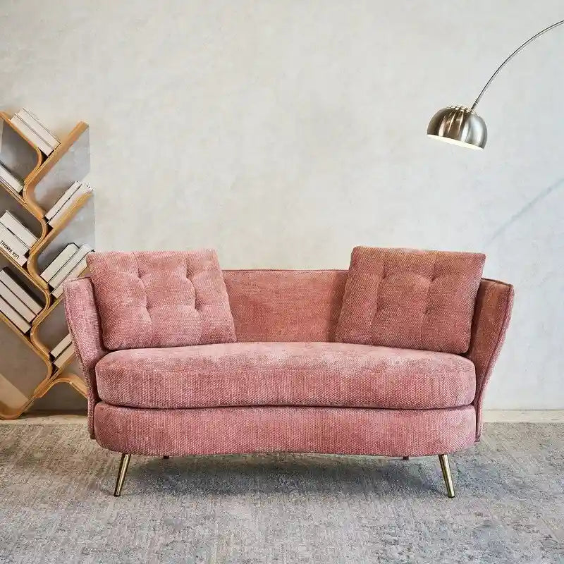 Canapé Rembourré avec Pieds en Métal Doré, Petit Canapé pour Salon, Salle de Lecture, Chambre, Appartement, Petit Espace, Dortoir