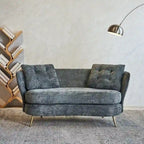 Canapé Rembourré avec Pieds en Métal Doré, Petit Canapé pour Salon, Salle de Lecture, Chambre, Appartement, Petit Espace, Dortoir