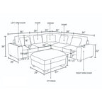 Canapé d'angle modulable en L en velours côtelé marron 97 po avec pouf