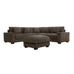 Canapé d'angle modulable en L en velours côtelé marron 97 po avec pouf