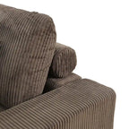 Canapé d'angle modulable en L en velours côtelé marron 97 po avec pouf