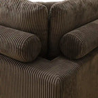 Canapé d'angle modulable en L en velours côtelé marron 97 po avec pouf