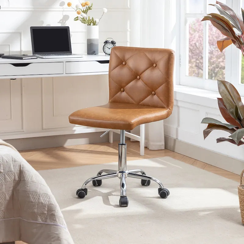 Javlergo Chaise de bureau sans accoudoirs, en cuir PU, hauteur réglable, pivotante à 360° pour le télétravail ou le bureau