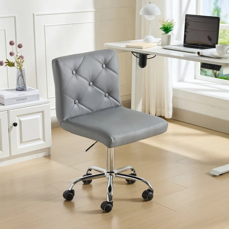 Javlergo Chaise de bureau sans accoudoirs, en cuir PU, hauteur réglable, pivotante à 360° pour le télétravail ou le bureau