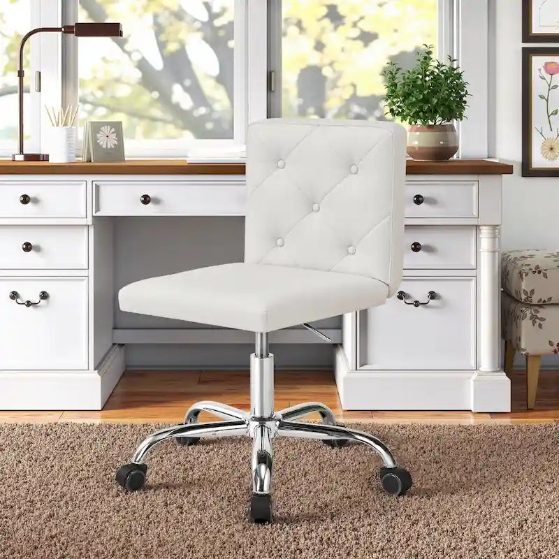 Javlergo Chaise de bureau sans accoudoirs, en cuir PU, hauteur réglable, pivotante à 360° pour le télétravail ou le bureau