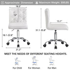 Javlergo Chaise de bureau sans accoudoirs, en cuir PU, hauteur réglable, pivotante à 360° pour le télétravail ou le bureau