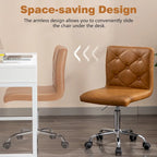 Javlergo Chaise de bureau sans accoudoirs, en cuir PU, hauteur réglable, pivotante à 360° pour le télétravail ou le bureau