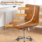 Javlergo Chaise de bureau sans accoudoirs, en cuir PU, hauteur réglable, pivotante à 360° pour le télétravail ou le bureau