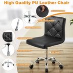 Javlergo Chaise de bureau sans accoudoirs, en cuir PU, hauteur réglable, pivotante à 360° pour le télétravail ou le bureau