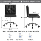 Javlergo Chaise de bureau sans accoudoirs, en cuir PU, hauteur réglable, pivotante à 360° pour le télétravail ou le bureau