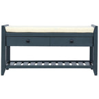 Range-chaussures avec siège coussiné et tiroirs, banc de rangement polyvalent, bleu marine antique - 39L x 14W x 19.8H