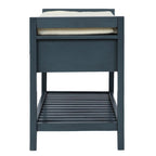 Range-chaussures avec siège coussiné et tiroirs, banc de rangement polyvalent, bleu marine antique - 39L x 14W x 19.8H
