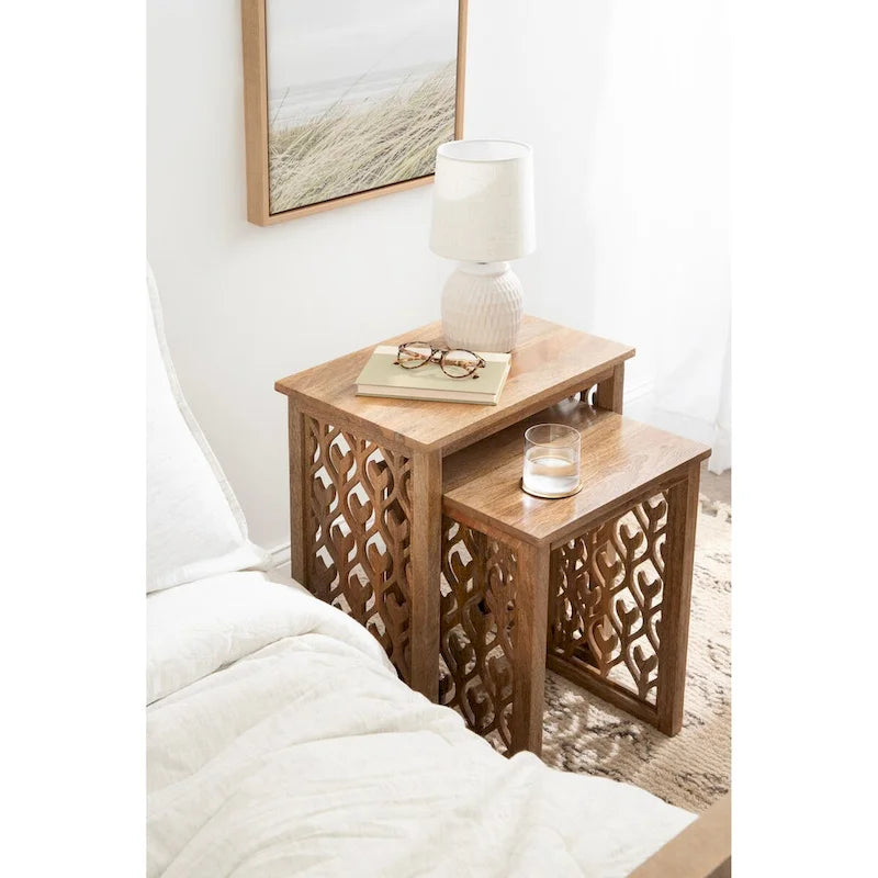 Tables gigognes en bois Karni de Kate and Laurel - Lot de 2