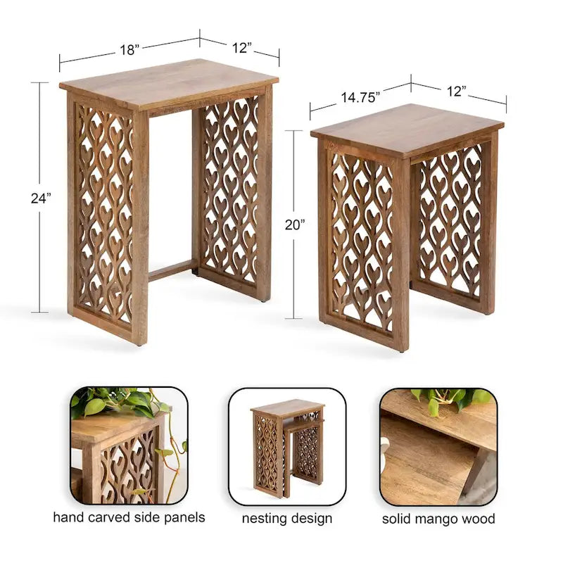 Tables gigognes en bois Karni de Kate and Laurel - Lot de 2