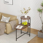 Petites tables basses Table d'appoint de canapé moderne à 2 niveaux avec étagère de rangement en bois Tables d'appoint de salon Tables de chevet