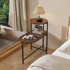 Petites tables basses Table d'appoint de canapé moderne à 2 niveaux avec étagère de rangement en bois Tables d'appoint de salon Tables de chevet