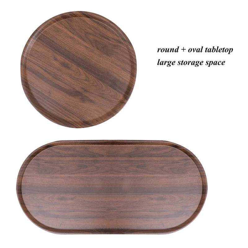 Petites tables basses Table d'appoint de canapé moderne à 2 niveaux avec étagère de rangement en bois Tables d'appoint de salon Tables de chevet