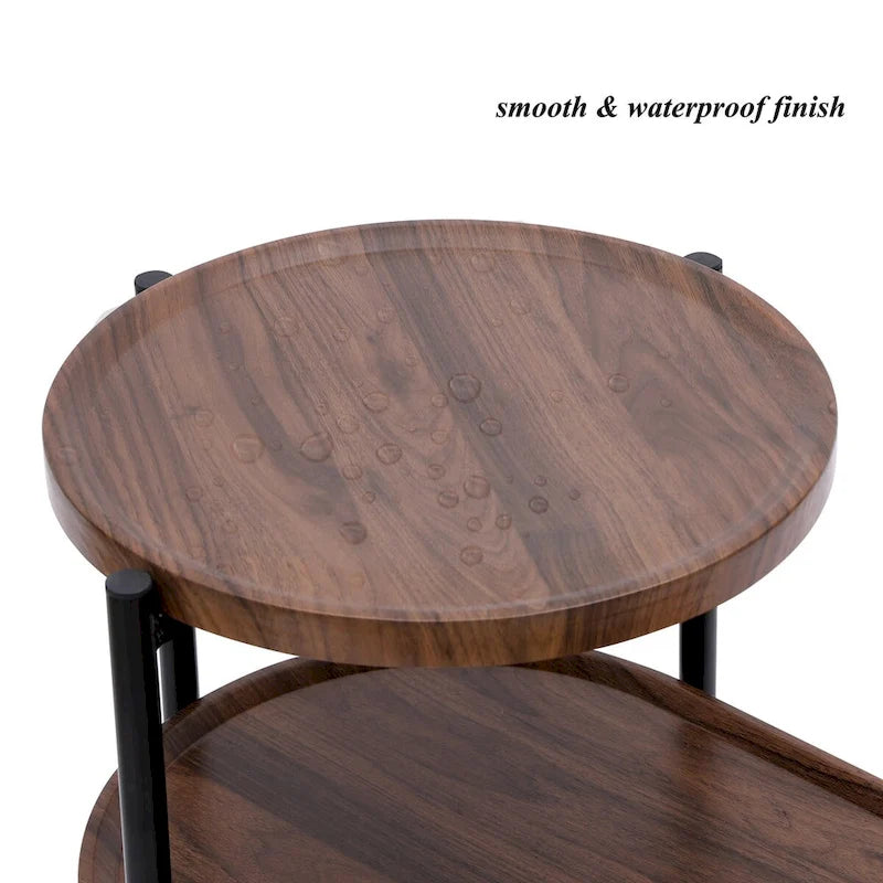 Petites tables basses Table d'appoint de canapé moderne à 2 niveaux avec étagère de rangement en bois Tables d'appoint de salon Tables de chevet
