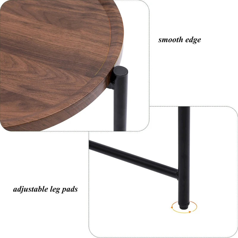 Petites tables basses Table d'appoint de canapé moderne à 2 niveaux avec étagère de rangement en bois Tables d'appoint de salon Tables de chevet