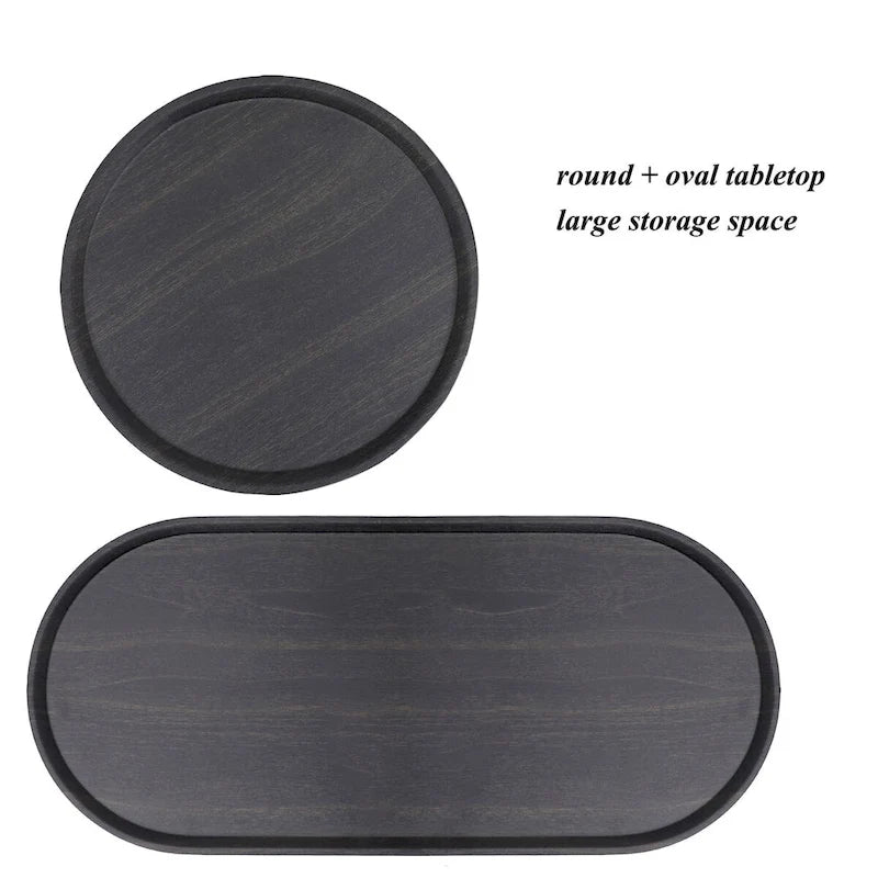 Petites tables basses Table d'appoint de canapé moderne à 2 niveaux avec étagère de rangement en bois Tables d'appoint de salon Tables de chevet