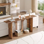 Table console de ferme de 70,9 pouces, table console d'entrée extra longue avec rangement