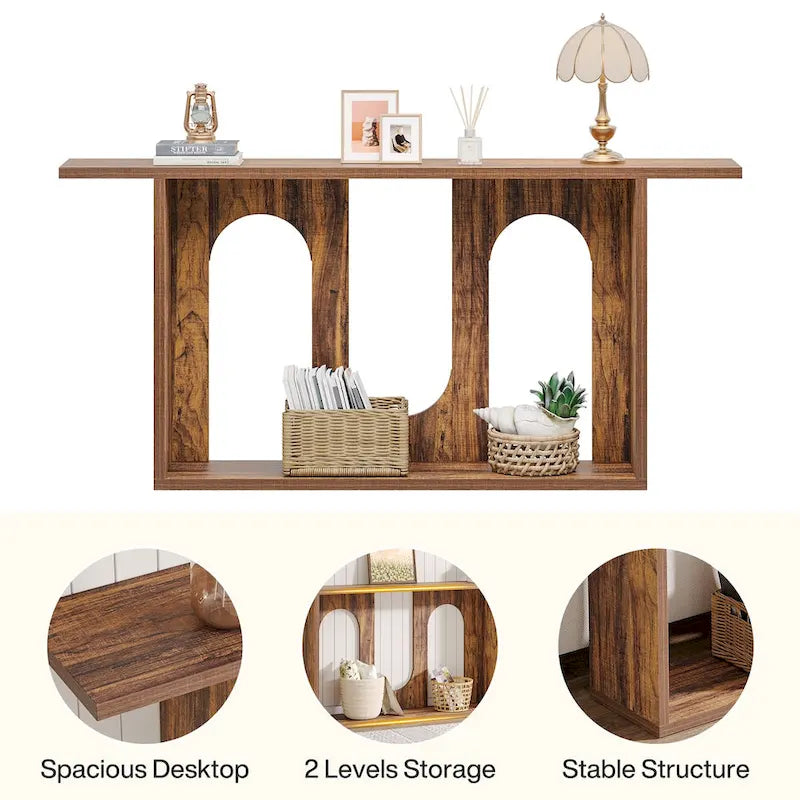 Table console de ferme de 70,9 pouces, table console d'entrée extra longue avec rangement