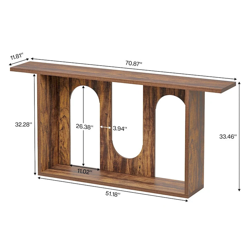 Table console de ferme de 70,9 pouces, table console d'entrée extra longue avec rangement