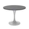 Table à manger Verve avec plateau rond de 36 po et pied central en acier blanc