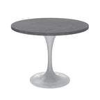 Table à manger Verve avec plateau rond de 36 po et pied central en acier blanc