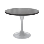 Table à manger Verve avec plateau rond de 36 po et pied central en acier blanc