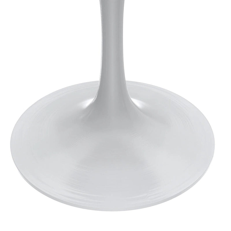 Table à manger Verve avec plateau rond de 36 po et pied central en acier blanc
