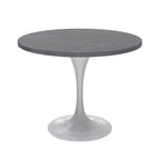 Table à manger Verve avec plateau rond de 36 po et pied central en acier blanc
